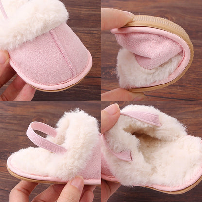 Baby & Toddler Fluffy Plush Slides | Soft Non-Slip House Slippers 0-18 Months