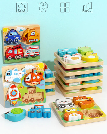 4-in-1 Wooden Animal Puzzle | Early Learning Jigsaw for Toddlers 1–3 Years