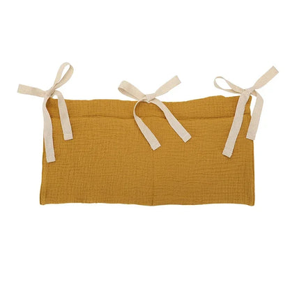 Baby Crib Storage Bag | Cotton Double Pouch Bed Organiser for Nappies, Toys & Essentials