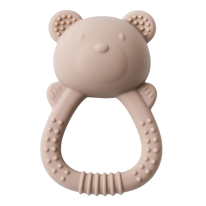 Silicone Bear Teether Rattle | Food-Grade Sensory Hand Bell for Babies 0–12 Months
