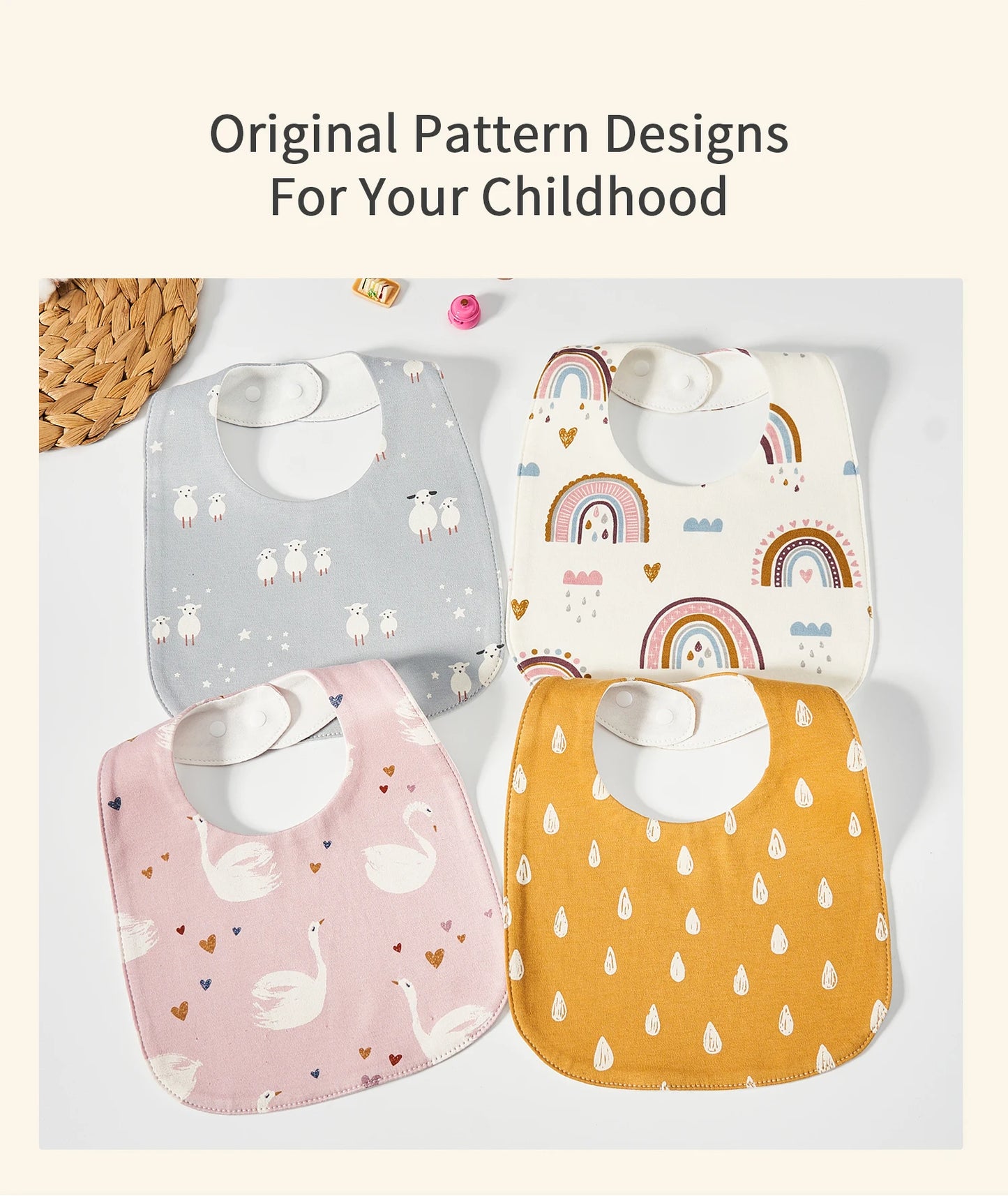 Baby Feeding Bib | Soft Cotton Adjustable Waterproof Bib for Newborns & Infants