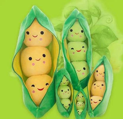 Kawaii Pea Pod Plush Toy | Soft 25cm Stuffed Plant Pillow for Kids