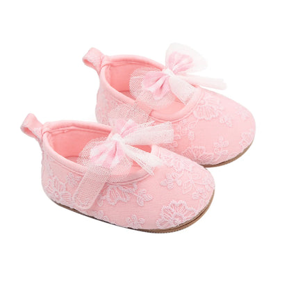 Baby Girls Bow Flower Soft Sole Princess Shoes | Non-Slip First Walker 0-18 Months
