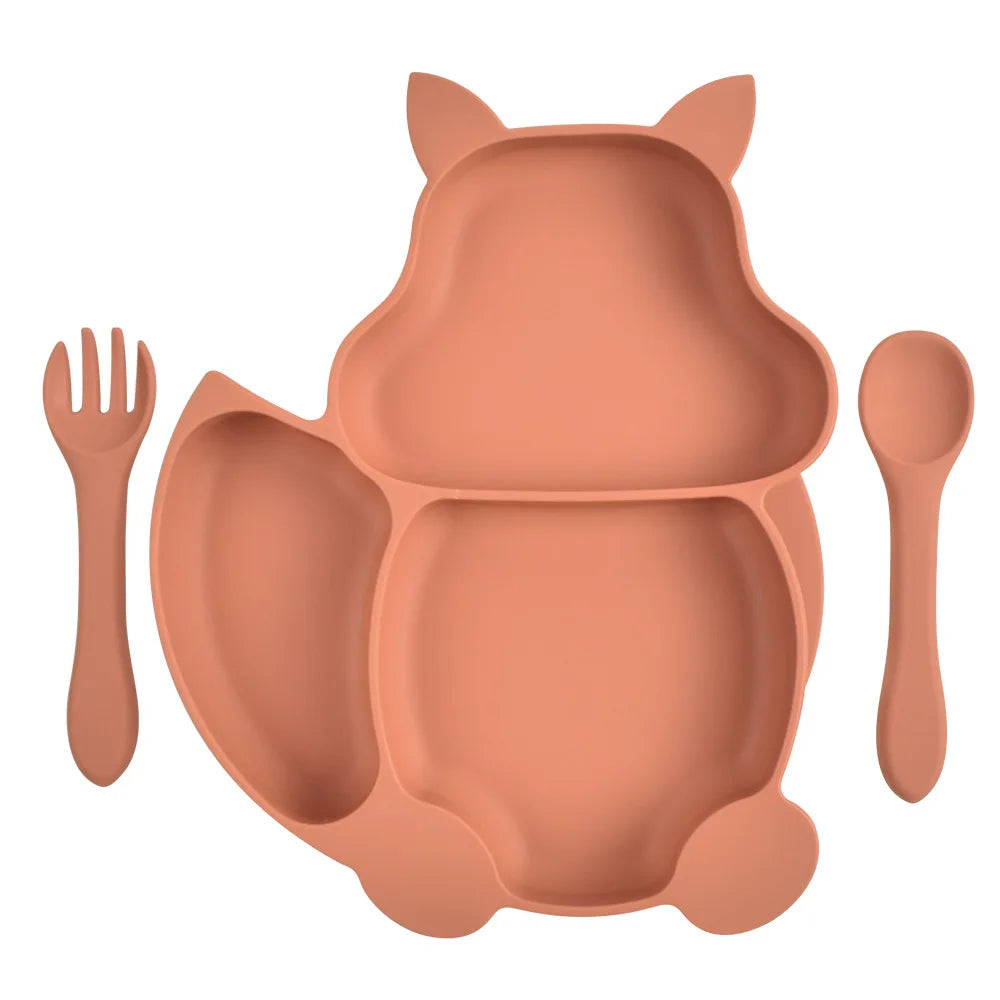 3-Piece Baby Silicone Feeding Kit | Bib, Divided Plate & Spoon Set | BPA-Free