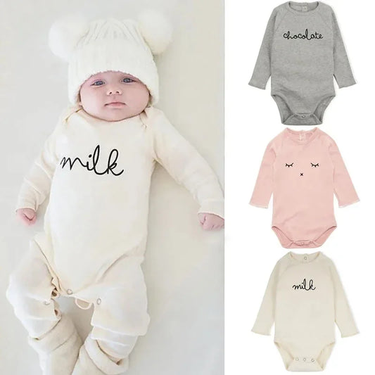 Newborn Romper — Organic Cotton Floral Print, Long Sleeve