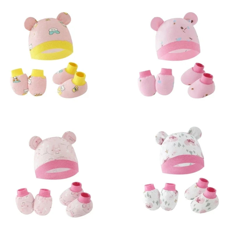 Baby Hat, Anti-Scratch Gloves & Socks Set | Newborn Essentials 0-6 Months