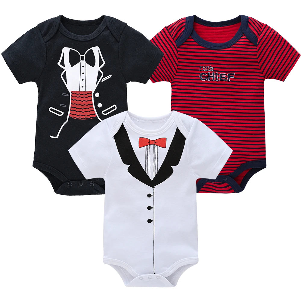Baby Cotton Bodysuit 3-Pack | Short Sleeve Unisex Romper 0-12 Months