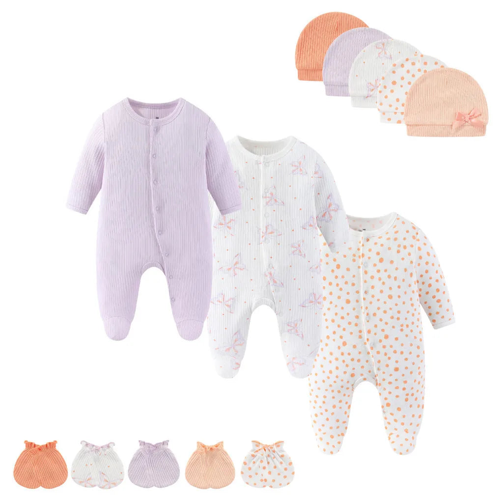 13-Piece Newborn Baby Gift Set | Rompers, Hats & Gloves 100% Cotton 0-12M