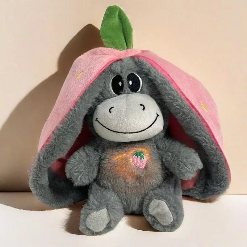 Strawberry Donkey Plush Toy | Soft 30cm Fruit Transform Sleeping Doll for Kids