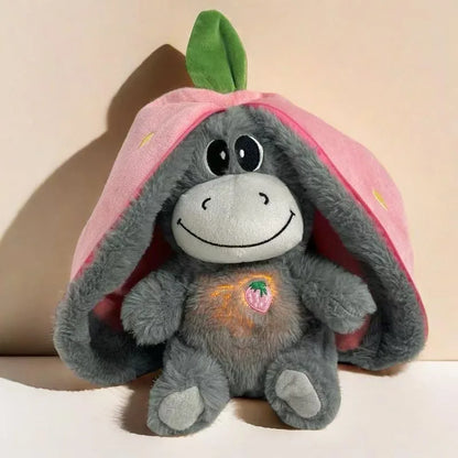 Strawberry Donkey Plush Toy | Soft 30cm Fruit Transform Sleeping Doll for Kids
