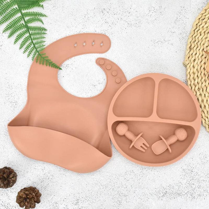 Baby Silicone Cartoon Dining Set | Plate, Cutlery & 4-Piece Options | BPA-Free