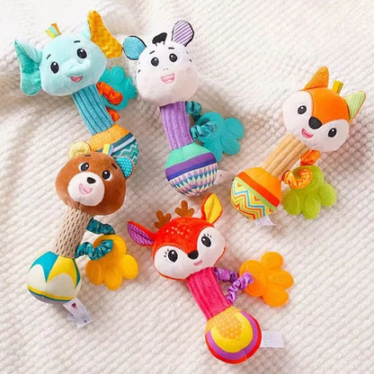 Baby Animal Rattle Toy | Soft Squeaky Crinkle Sensory Toy for Toddlers