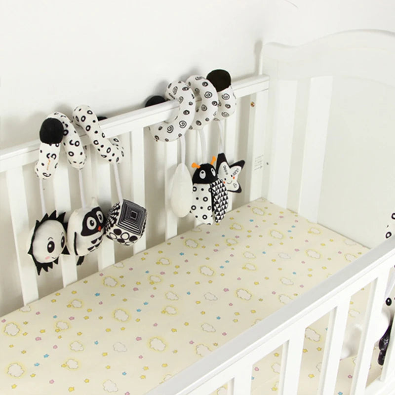 Baby Spiral Plush Hanging Toy with Rattle & Squeaker