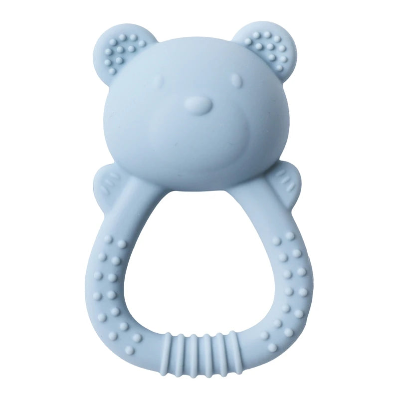 Silicone Bear Teether Rattle | Food-Grade Sensory Hand Bell for Babies 0–12 Months