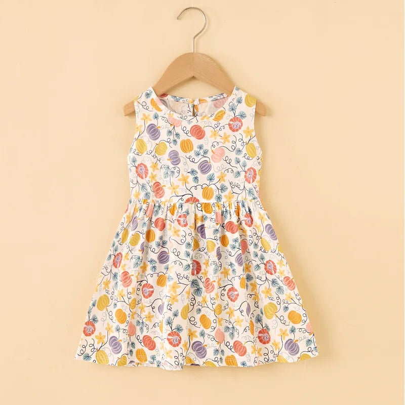 Girls Cotton Flower Dress | Sleeveless Princess Party Dress