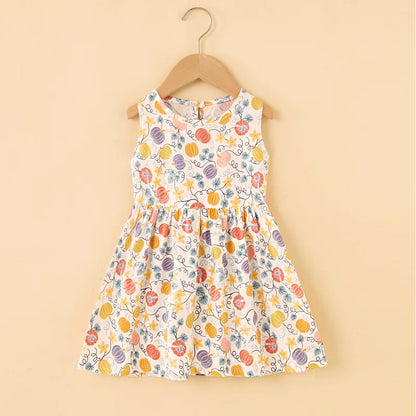 Girls Cotton Flower Dress | Sleeveless Princess Party Dress