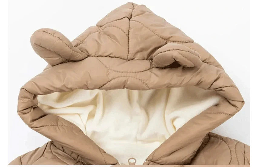 Winter Hooded Baby Romper — Fleece Lined, Warm & Cosy