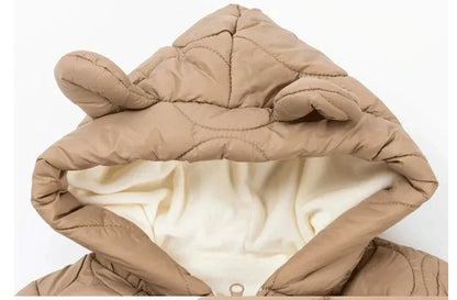 Winter Hooded Baby Romper — Fleece Lined, Warm & Cosy