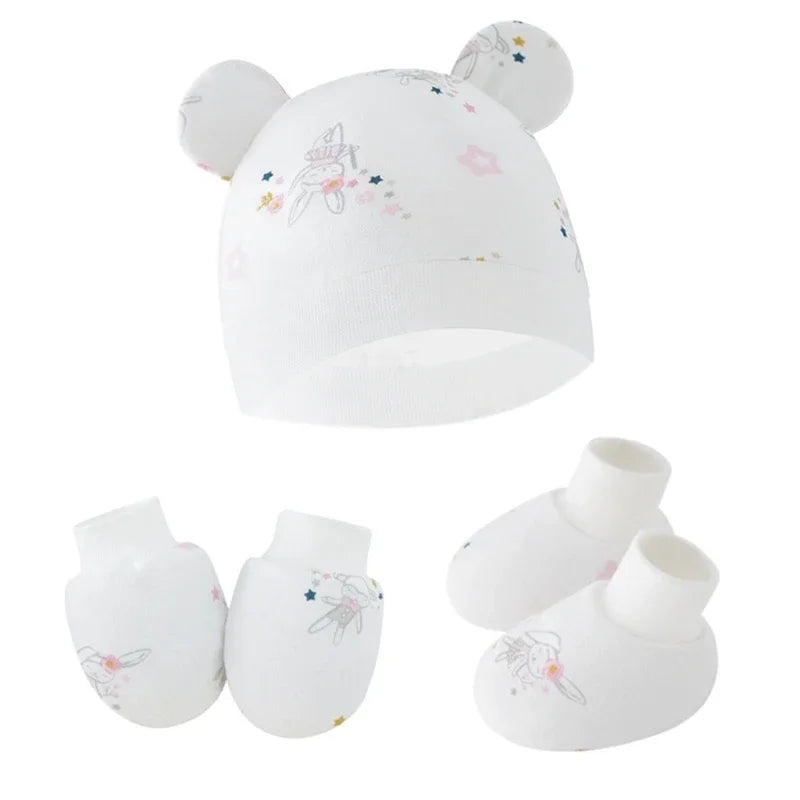 Baby Hat, Anti-Scratch Gloves & Socks Set | Newborn Essentials 0-6 Months