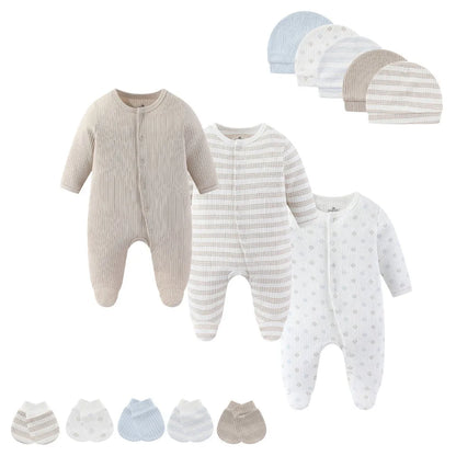 13-Piece Newborn Baby Gift Set | Rompers, Hats & Gloves 100% Cotton 0-12M