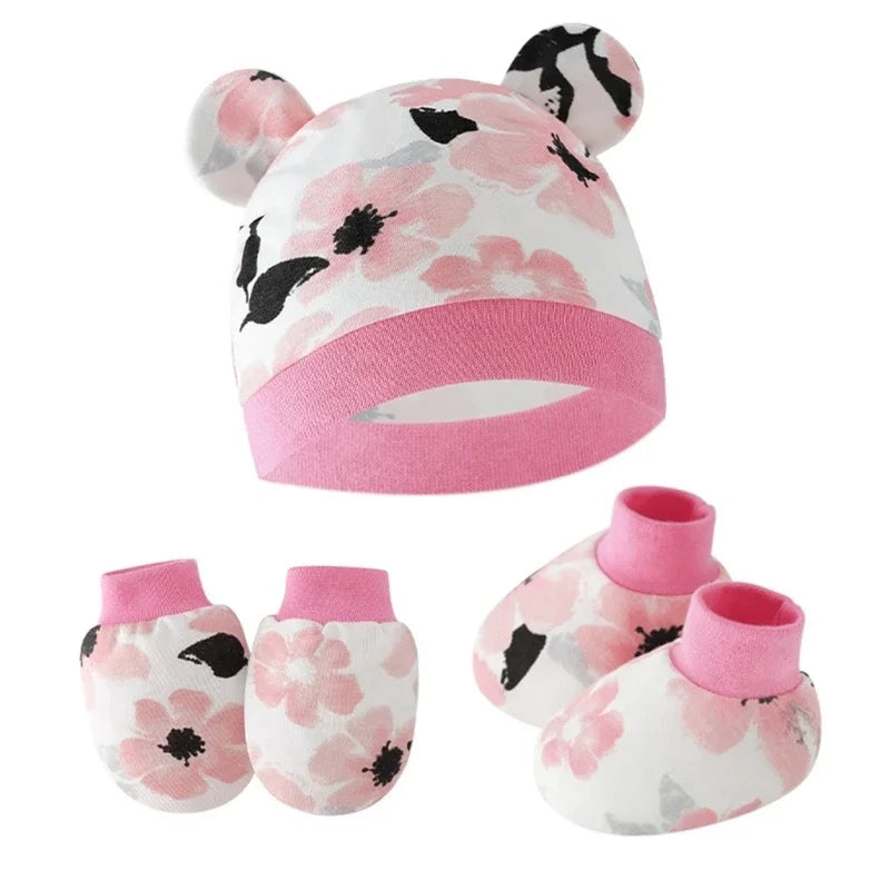 Baby Hat, Anti-Scratch Gloves & Socks Set | Newborn Essentials 0-6 Months