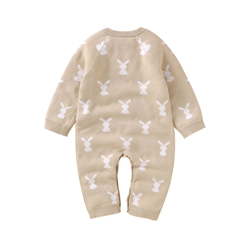 Baby Easter Rabbit Knit Romper — Long Sleeve Cotton Unisex