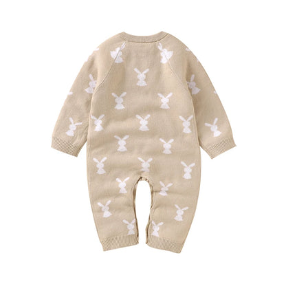 Baby Easter Rabbit Knit Romper — Long Sleeve Cotton Unisex