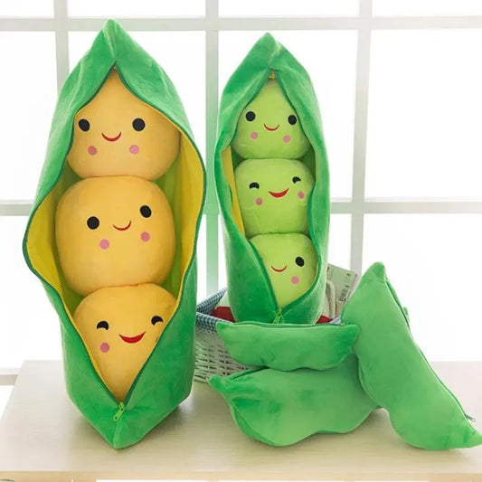 Kawaii Pea Pod Plush Toy | Soft 25cm Stuffed Plant Pillow for Kids