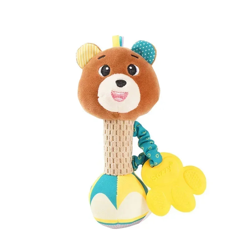 Baby Animal Rattle Toy | Soft Squeaky Crinkle Sensory Toy for Toddlers
