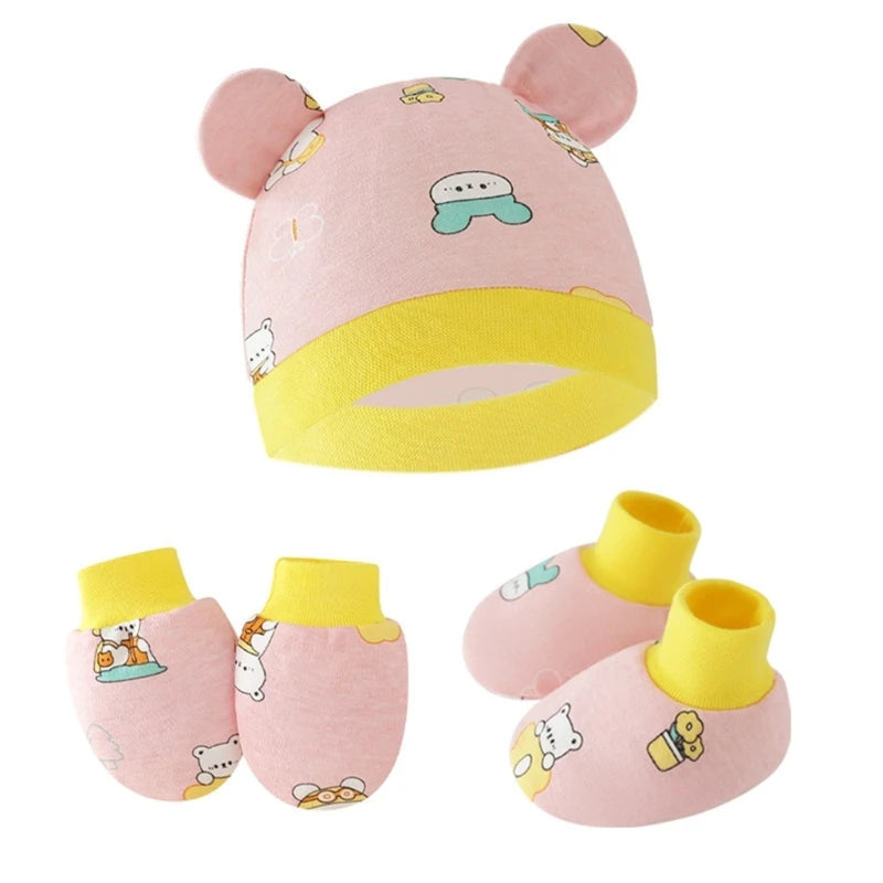 Baby Hat, Anti-Scratch Gloves & Socks Set | Newborn Essentials 0-6 Months