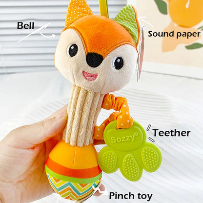 Baby Animal Rattle Toy | Soft Squeaky Crinkle Sensory Toy for Toddlers