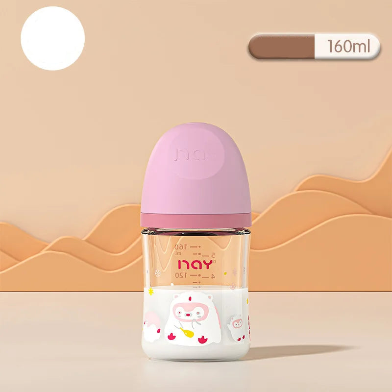 Colourful Cartoon Anti-Choke Glass Baby Bottle | 160ml & 240ml | 0-9 Months