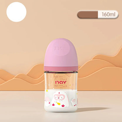 Colourful Cartoon Anti-Choke Glass Baby Bottle | 160ml & 240ml | 0-9 Months