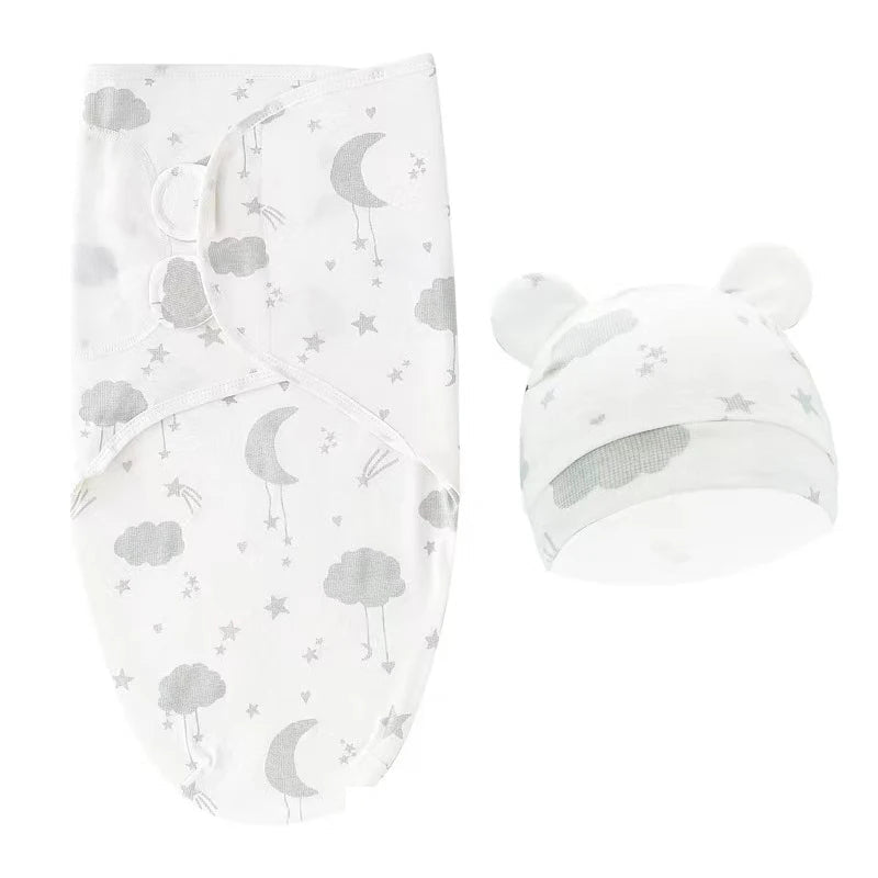 Baby Blanket & Hat Set | Soft Cotton Newborn Swaddle Wrap