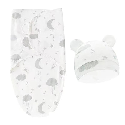 Baby Blanket & Hat Set | Soft Cotton Newborn Swaddle Wrap