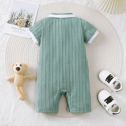 Baby Boy Bear Jumpsuit | Short Sleeve Summer Romper 1-18 Months
