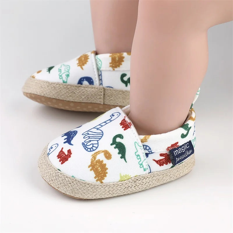 Baby Dinosaur Slip-On Shoes | Closed Toe Walking Shoes 0-18 Months