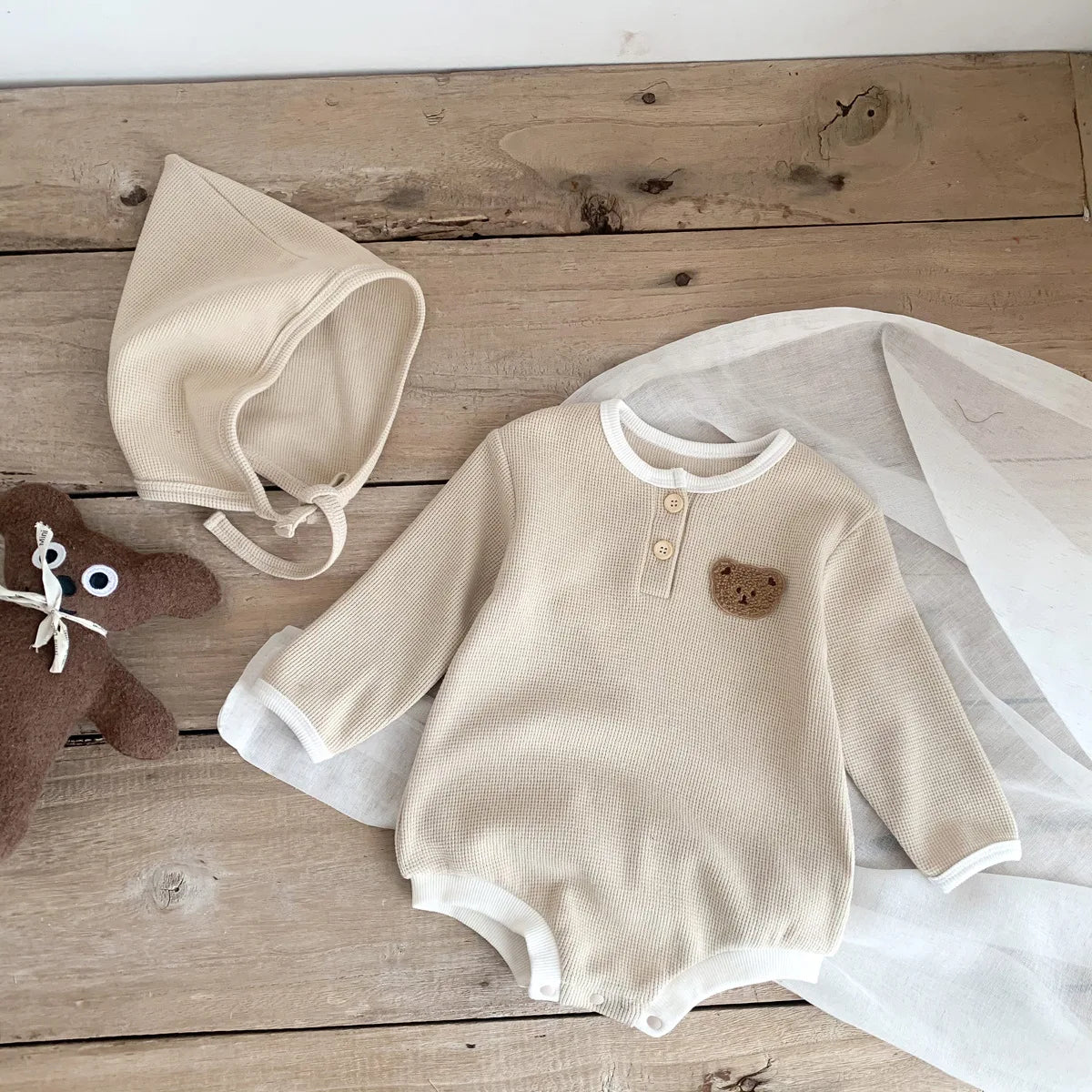 Baby Romper with Matching Hat — Cotton Unisex 0-12 Months