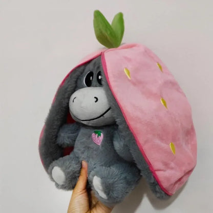 Strawberry Donkey Plush Toy | Soft 30cm Fruit Transform Sleeping Doll for Kids