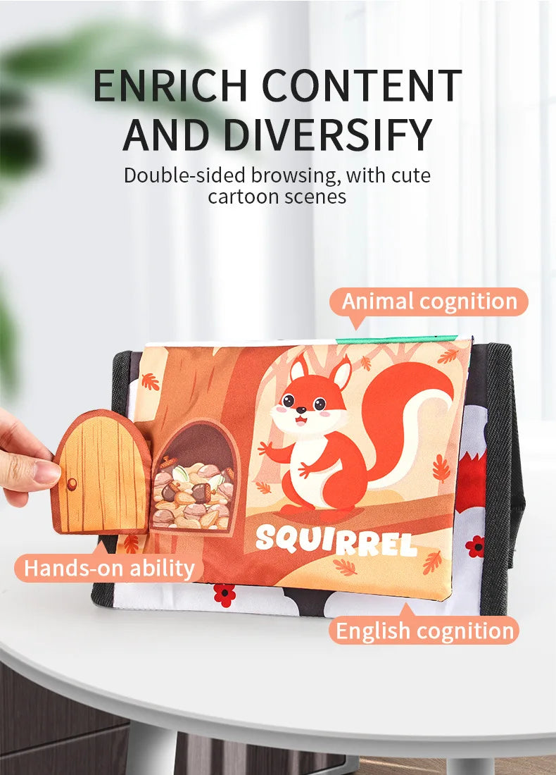 Black & White Baby Cloth Book | Montessori Sensory Toy with Mirror for Newborns 0–12 Months