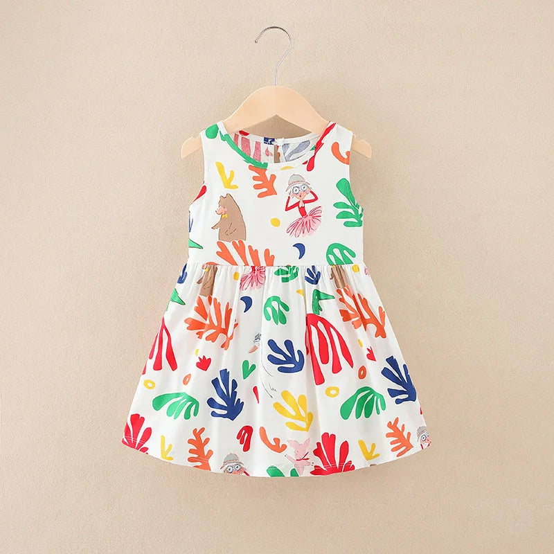 Girls Cotton Flower Dress | Sleeveless Princess Party Dress