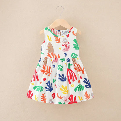 Girls Cotton Flower Dress | Sleeveless Princess Party Dress