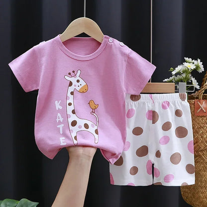 Kids Cotton T-Shirt & Shorts Set | Boys & Girls Summer Outfit 2PCS