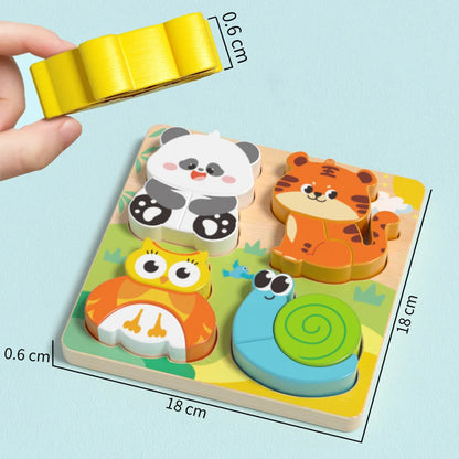 4-in-1 Wooden Animal Puzzle | Early Learning Jigsaw for Toddlers 1–3 Years