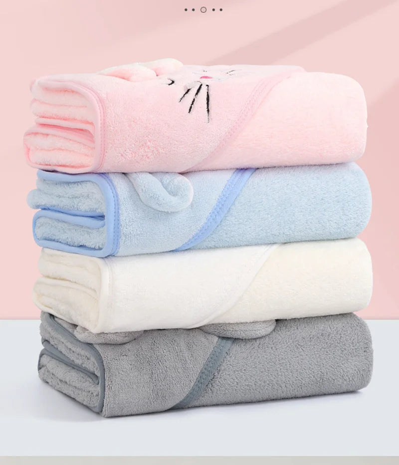 Cartoon Animal Baby Hooded Bath Towel | Soft Newborn Bathrobe for Boys & Girls
