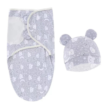 Baby Blanket & Hat Set | Soft Cotton Newborn Swaddle Wrap