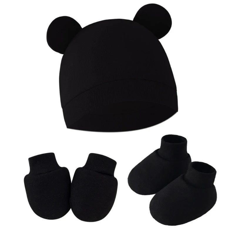 Newborn Beanie, Anti-Scratch Mitts & Foot Cover Set | 3-Piece Baby Gift