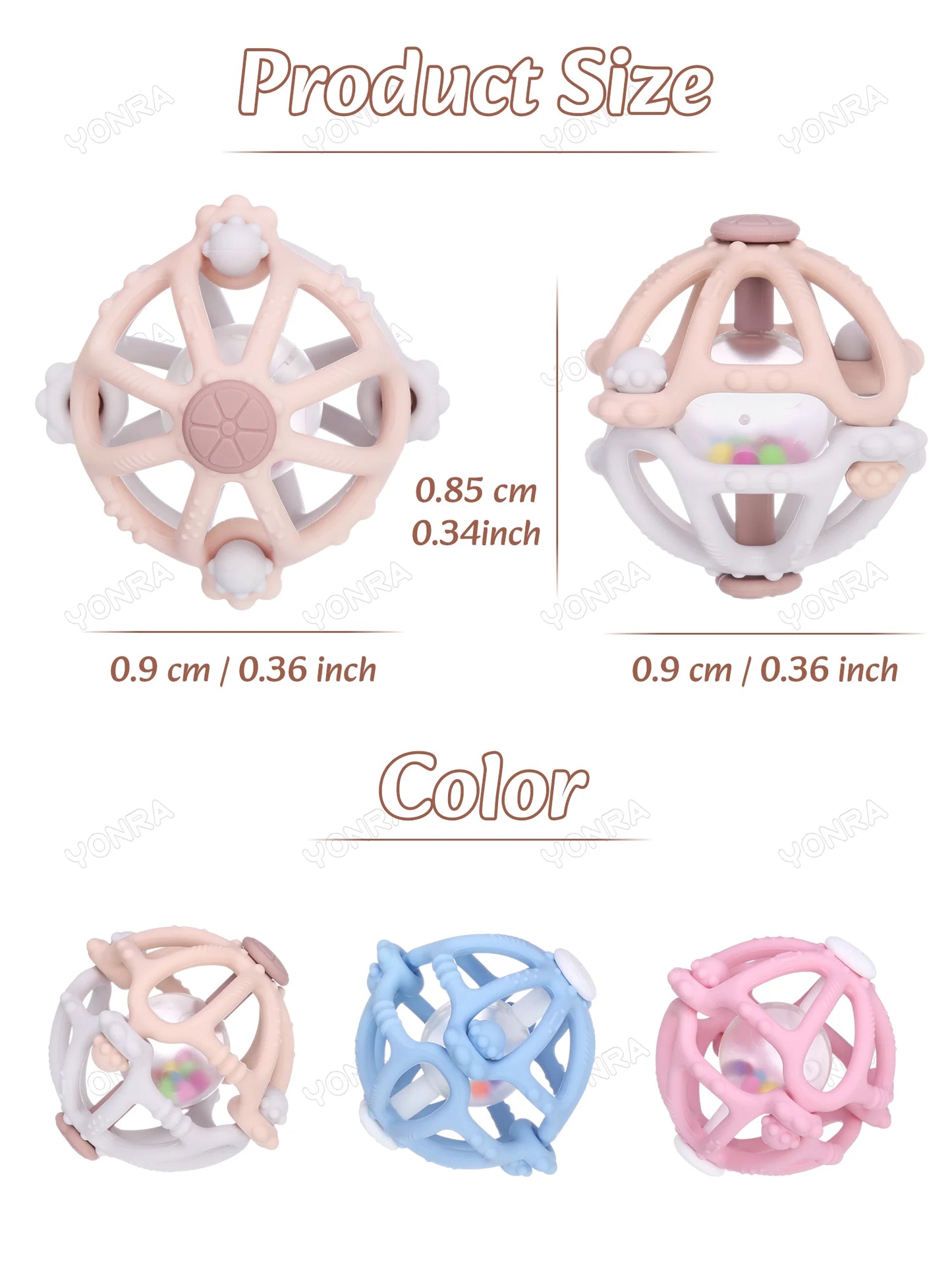 Sensory Montessori Rattle Ball — Silicone Baby Teether Toy