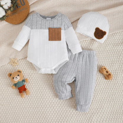 Newborn Baby Boy 3-Piece Set | Bodysuit, Pants & Hat 1-18 Months