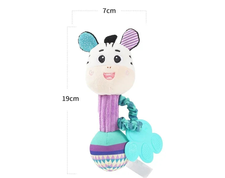 Baby Animal Rattle Toy | Soft Squeaky Crinkle Sensory Toy for Toddlers